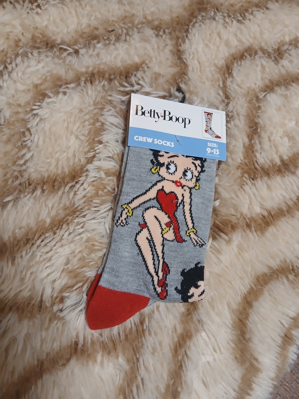 Ladies red gray Betty boop warm decorative fall socks fun cartoon